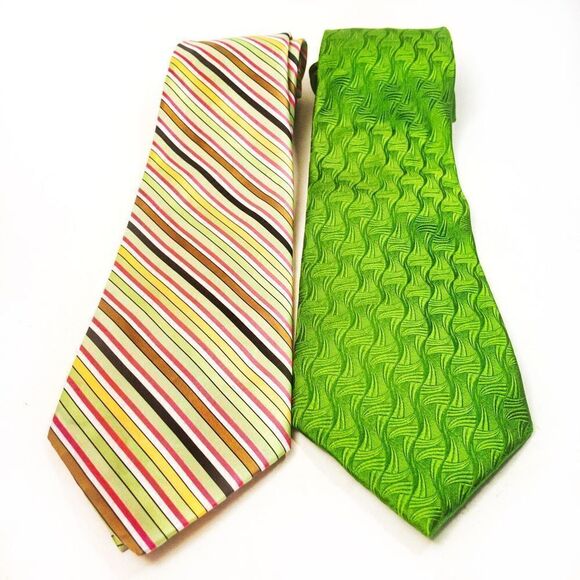 Bright Vintage Tie Bundle: RBM Green Silk & Wembley Striped Poly - Picture 9 of 12